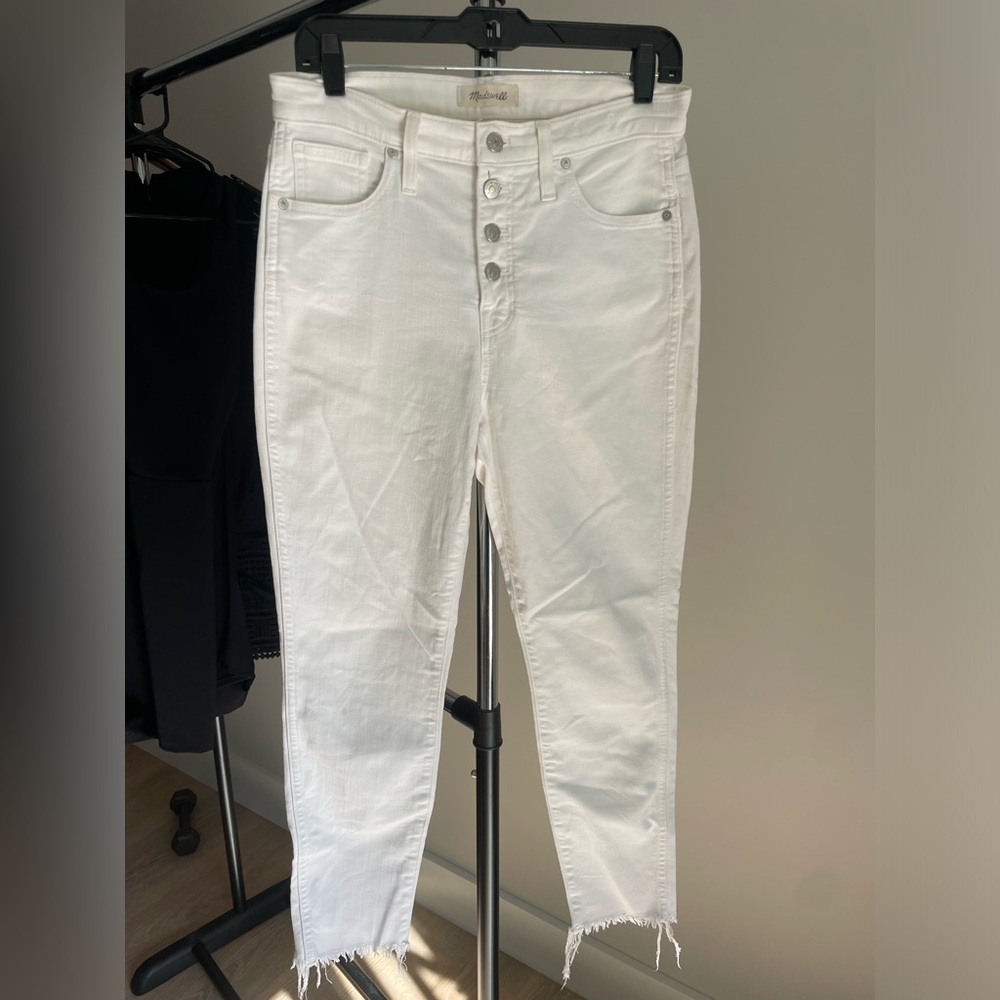 Madewell White 5‎ Button 10” High Rise Skinny Crop Jeans
